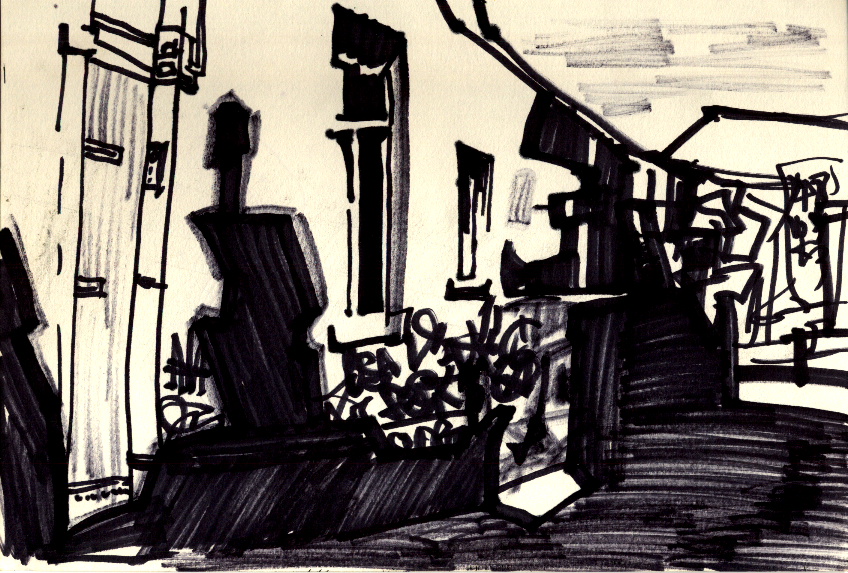 A drawing of an alleyway, Bristol